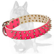 Bright Pink Spiky Leather Collar  Bright Pink Spiky Leather Collar