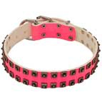 Juicy Pink Leather Collar with Studs for German Shepherd  Juicy Pink Leather Collar with Studs for German Shepherd