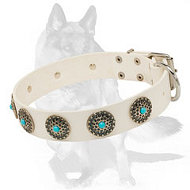 Trendy White Leather Collar with Studs  Trendy White Leather Collar with Studs