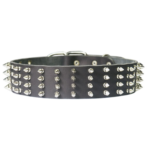 2 Wide Spiked Studded Leather Large Dog Collar for German Shepherd Pitbull  S-XL